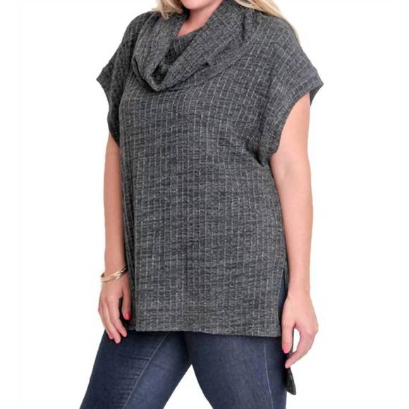 NEW UMGEE cowl neck tunic sweater - plus in oreo - Picture 2 of 3